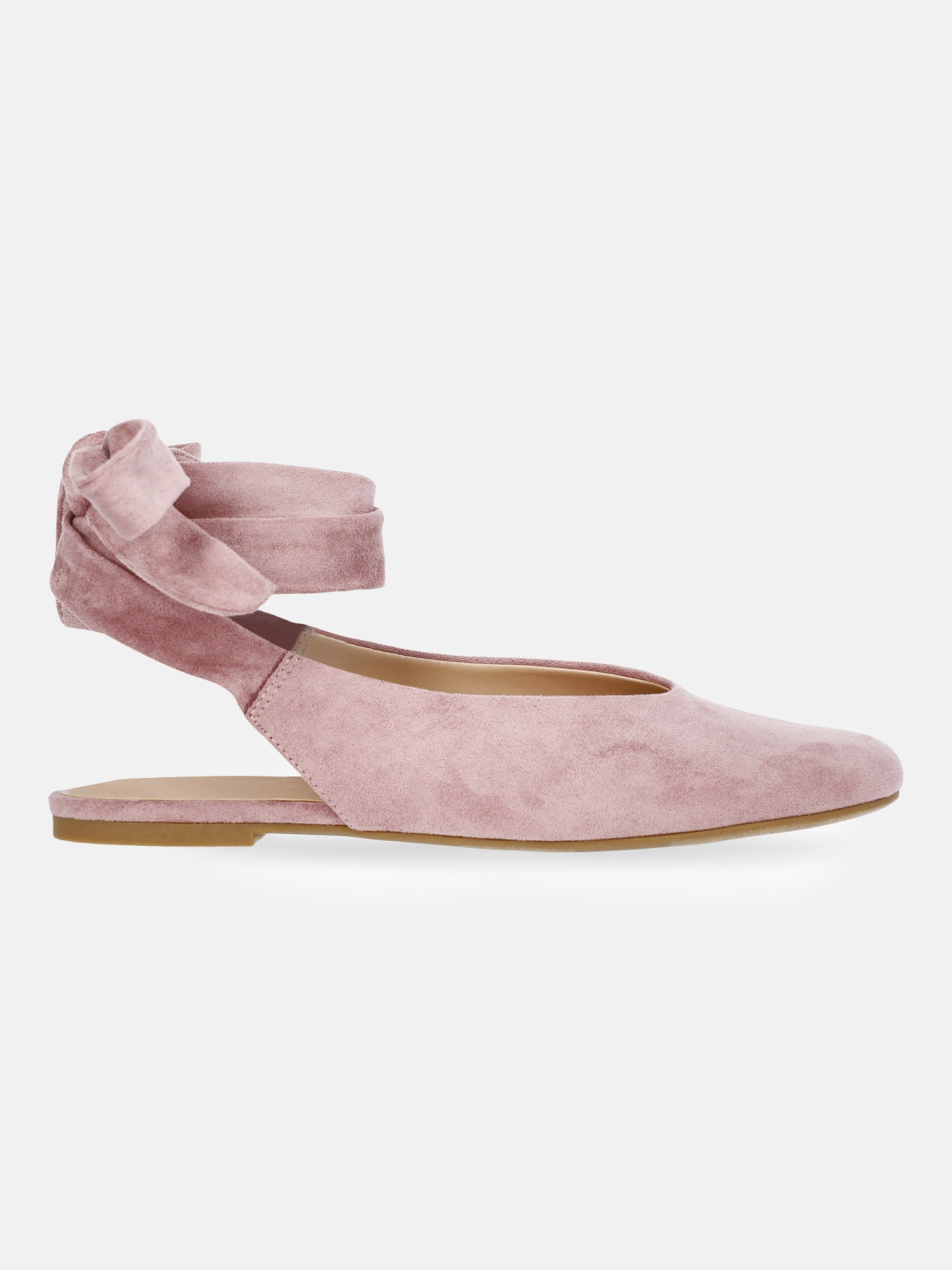 Scoop Women's Faux Suede Ankle Wrap Ballet Flats