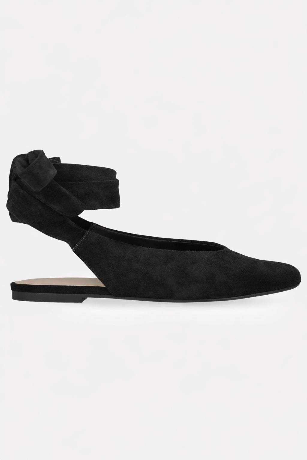 Scoop Women's Faux Suede Ankle Wrap Ballet Flats