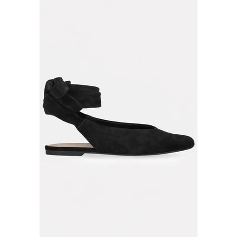 Women's Faux Suede Ankle Wrap Ballet Flats