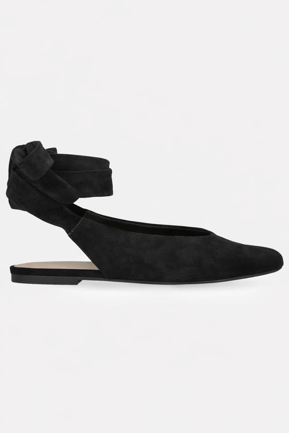 Women's Faux Suede Ankle Wrap Ballet Flats
