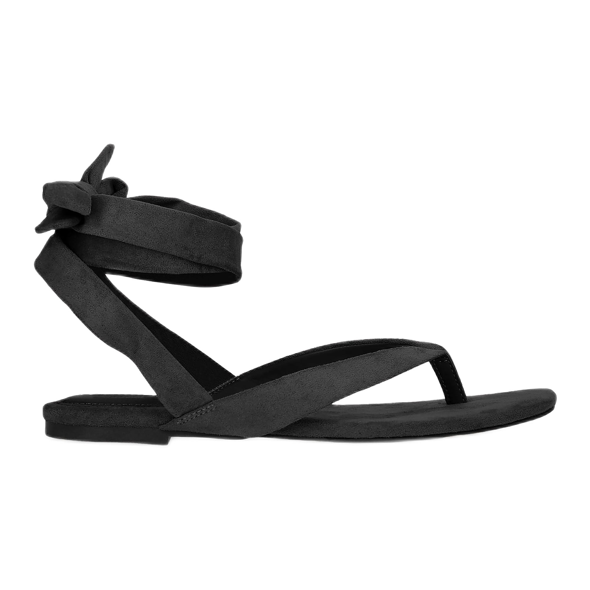 Scoop Women's Faux Suede Ankle Wrap Flat Sandals
