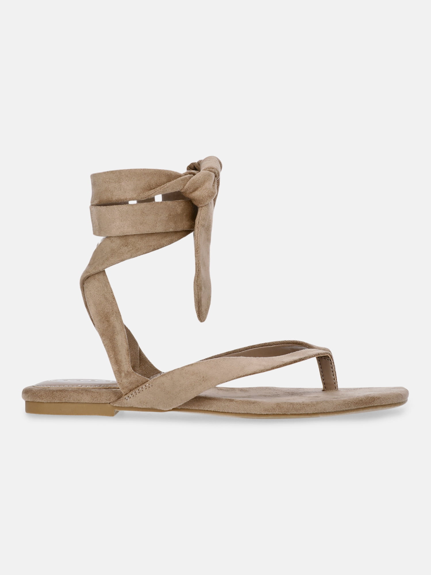 Scoop Women's Faux Suede Ankle Wrap Flat Sandals