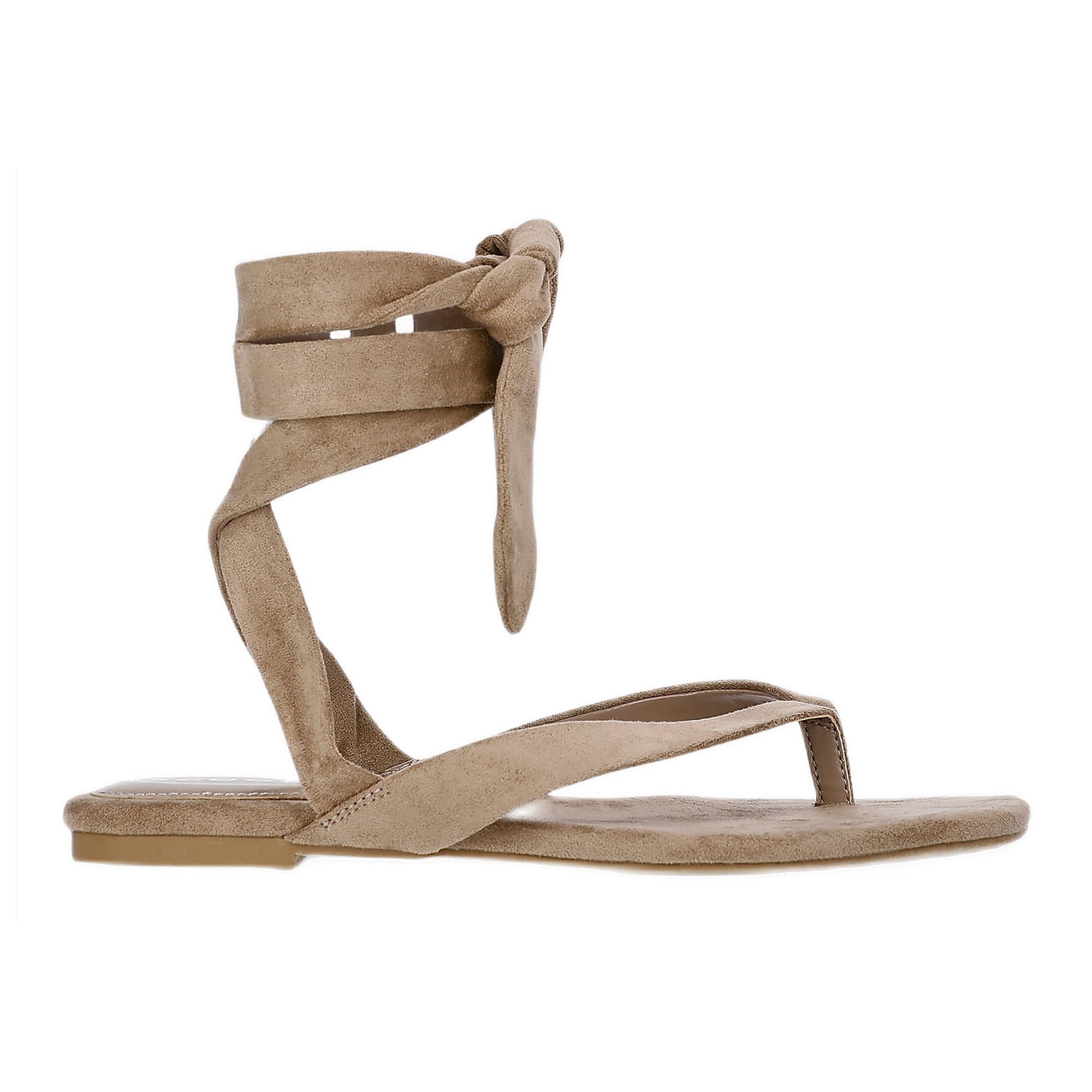 Scoop Women's Faux Suede Ankle Wrap Flat Sandals