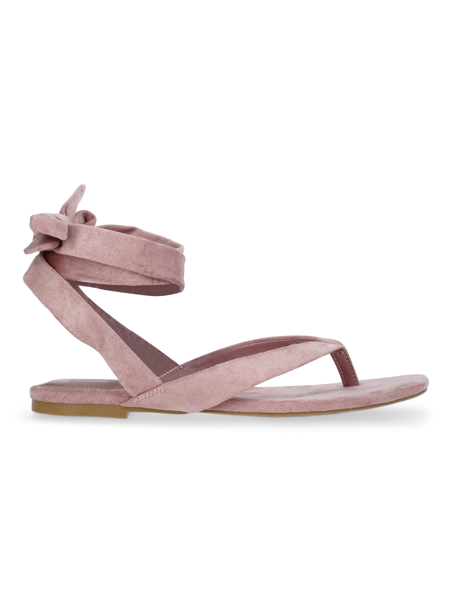 Scoop Women's Faux Suede Ankle Wrap Flat Sandals