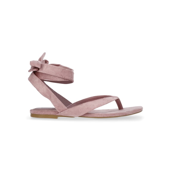 Scoop Women's Faux Suede Ankle Wrap Flat Sandals