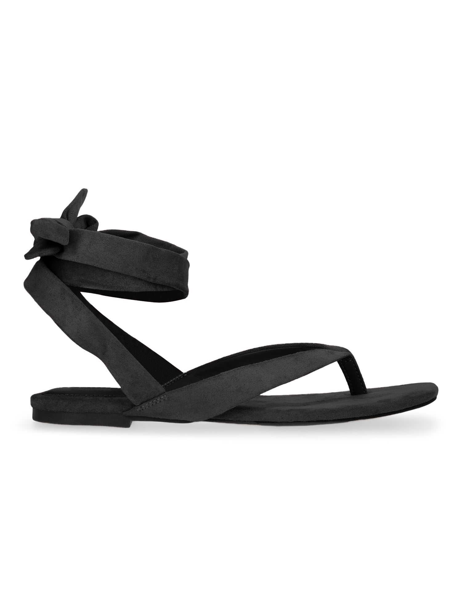 Scoop Women's Faux Suede Ankle Wrap Flat Sandals