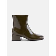 Women's Faux Leather Ankle Booties with Block Heel