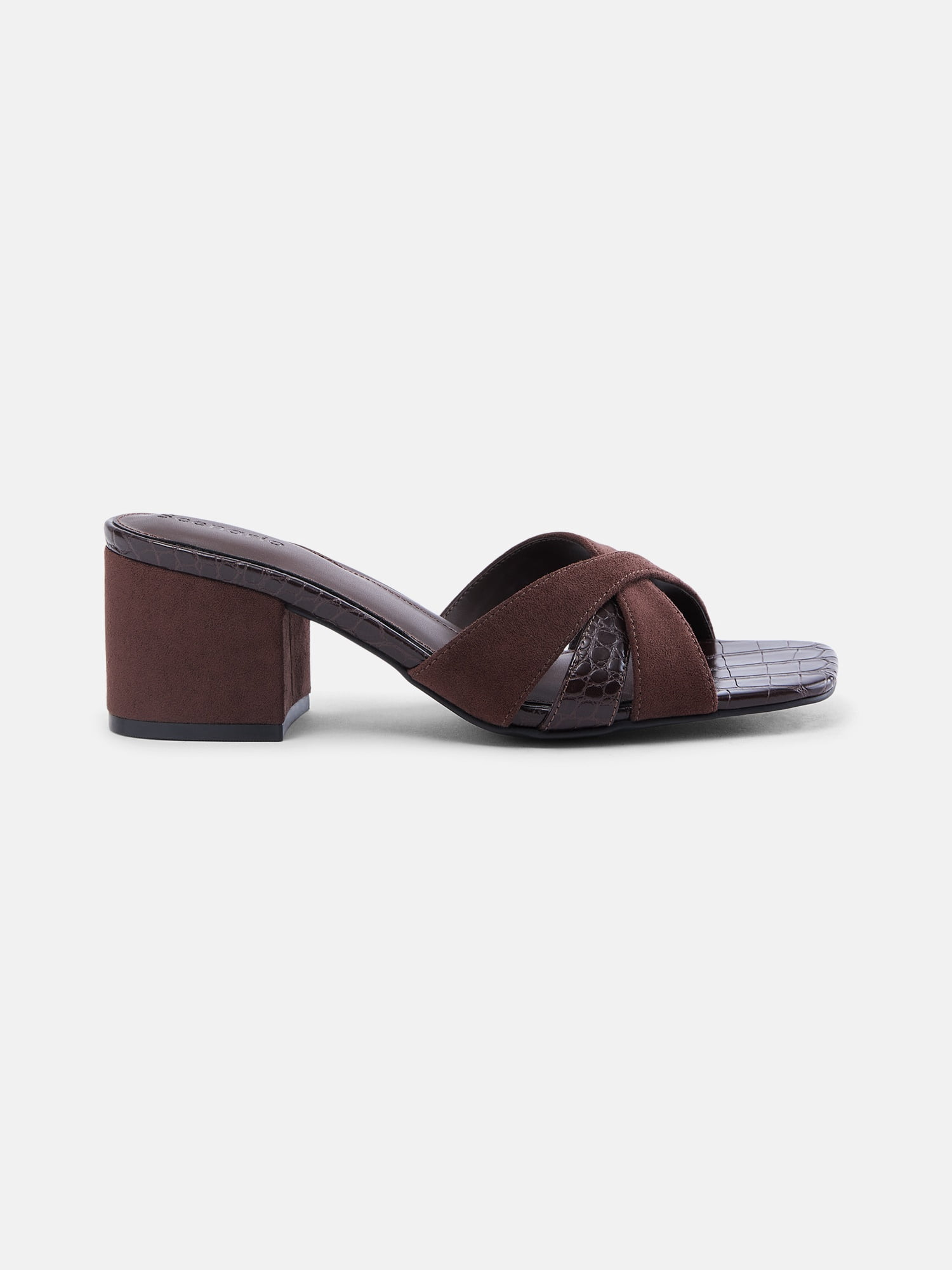 Scenario Women's Faux Croc Block Heel Sandals