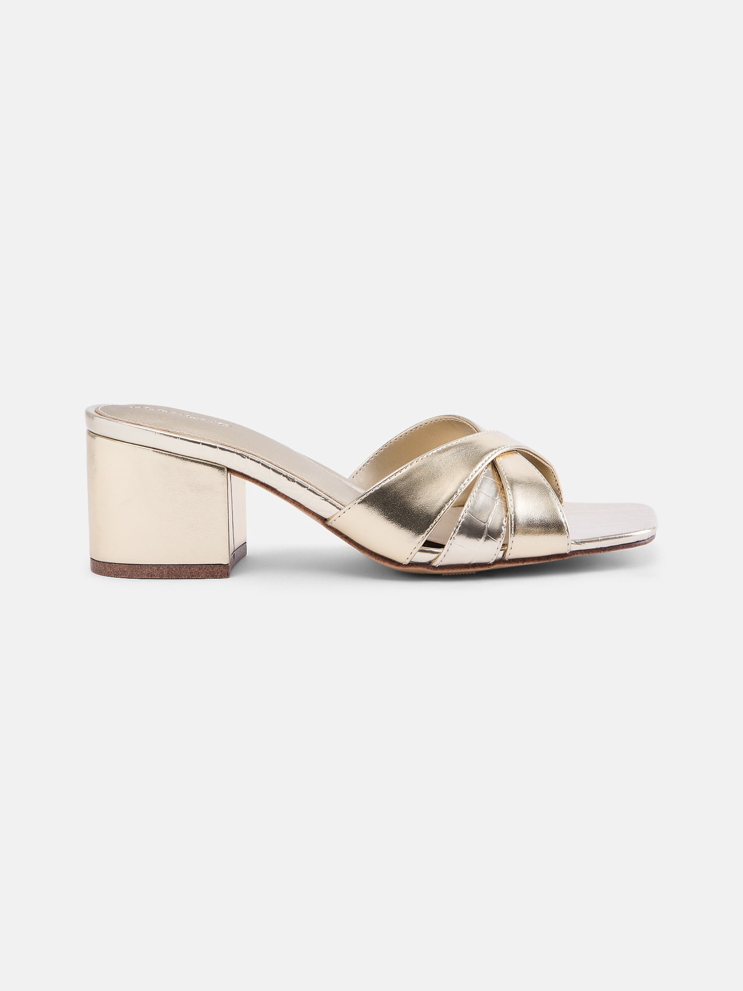 Scenario Women's Faux Croc Block Heel Sandals