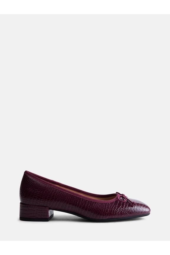 Women's Low Heel Faux Croc Ballet Flats