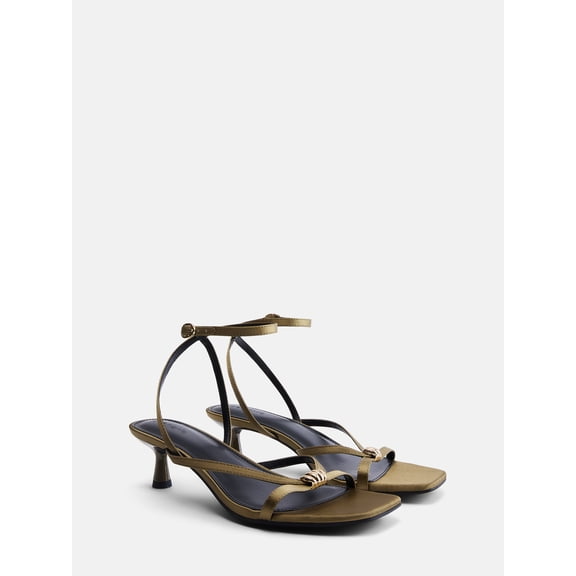 Scenario Women's Strappy Heels with Metal Ornament