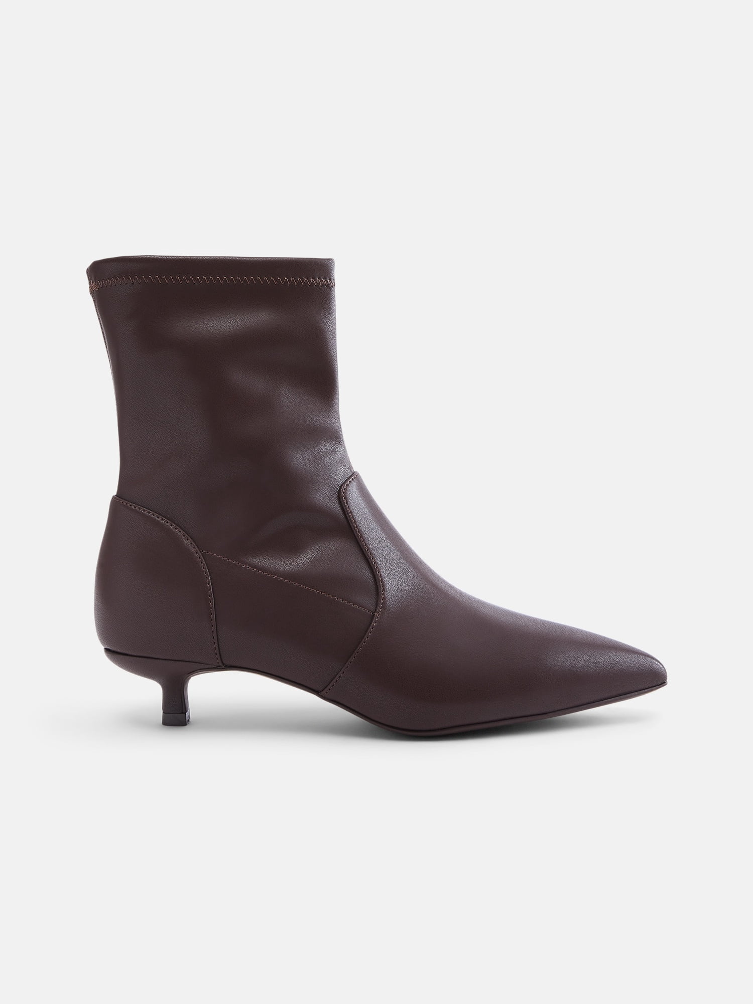 Scenario Women's Stretch Kitten Heel Faux Leather Booties