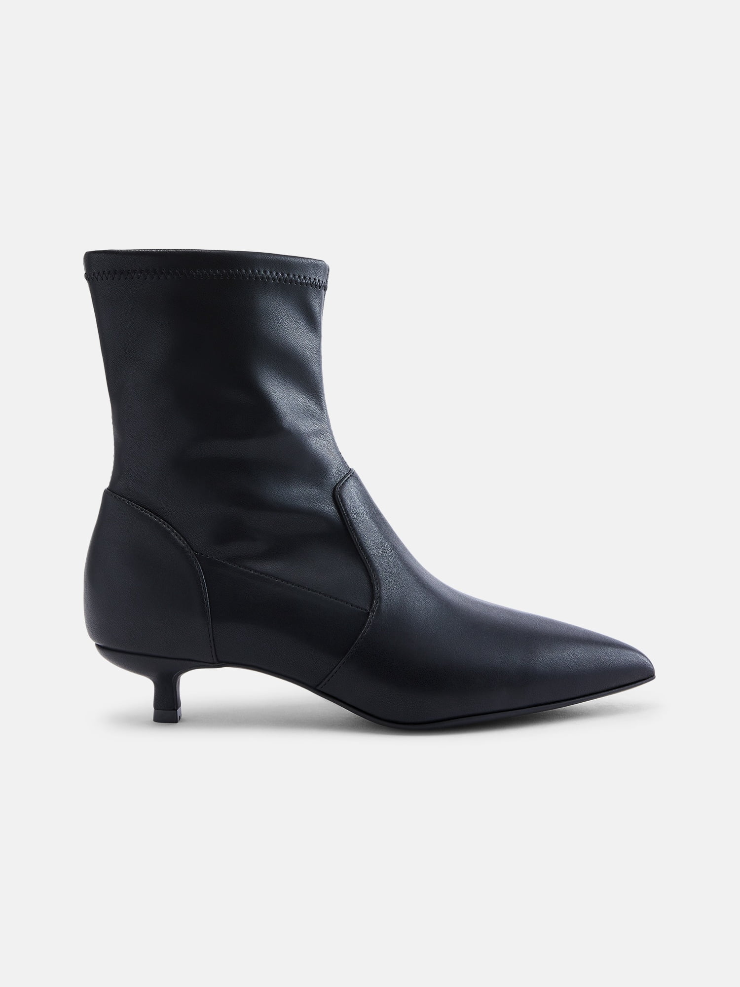 Scenario Women's Stretch Kitten Heel Faux Leather Booties