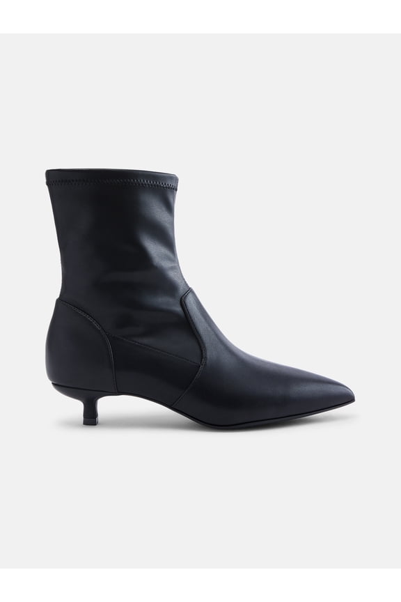 Women's Stretch Kitten Heel Faux Leather Booties