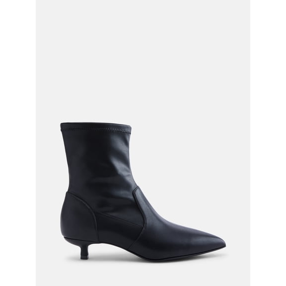 Scenario Women's Stretch Kitten Heel Faux Leather Booties