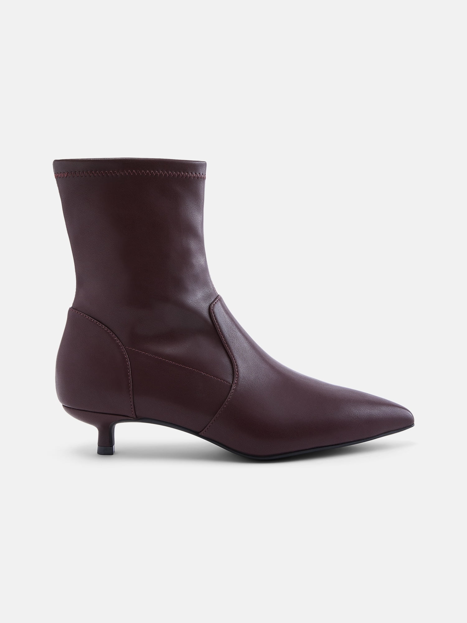 Scenario Women's Stretch Kitten Heel Faux Leather Booties