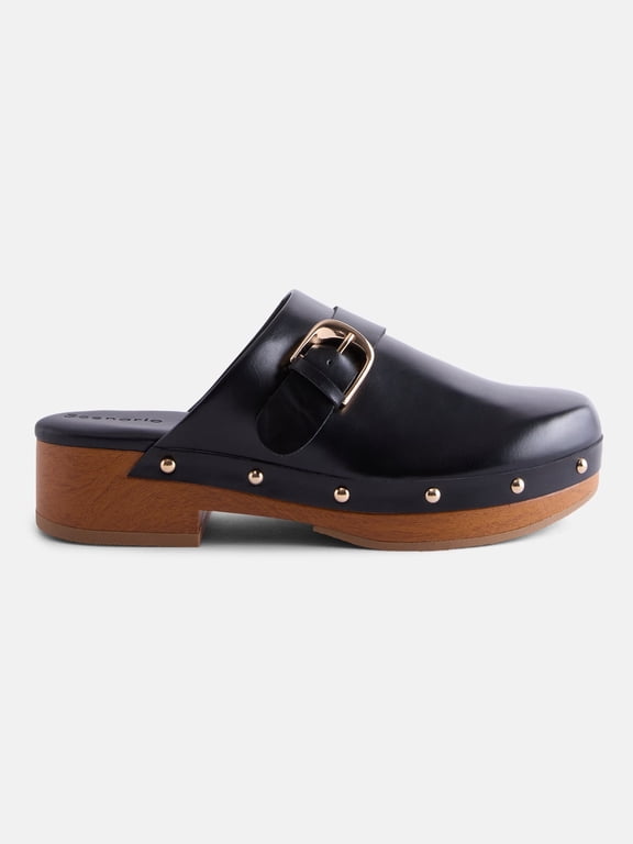 Women's Studded Faux Leather Platform Clogs
