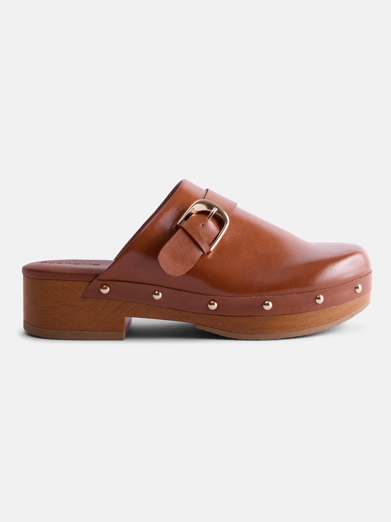 Scenario Women's Studded Faux Leather Platform Clogs