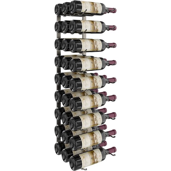 W Series Pro Wine Rack 3 - Triple Depth, Metal Wall Mounted Wine Rack - Modern, Easy Access Wine Storage - Space Saving Wine Rack with 27 Bottle Storage Capacity - (Gunmetal)