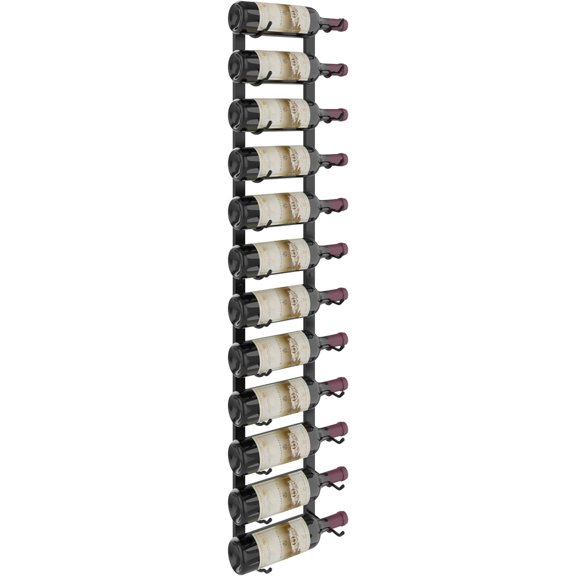 W Series Pro Wine Rack 4 - Metal Wall Mounted Wine Rack - Modern, Label Forward Wine Storage - Space Saving Wine Rack with 12 Bottle Storage Capacity (Matte Black)