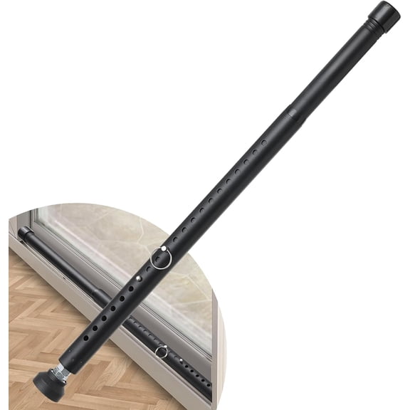 W Sliding Door Security Bar, 17.7-50.5inch Heavy Duty Adjustable Sliding Patio Door Lock Bar with Rubber Tips Diameter 1inch Window Security Bar for Home Apartment Travel Children Women Black