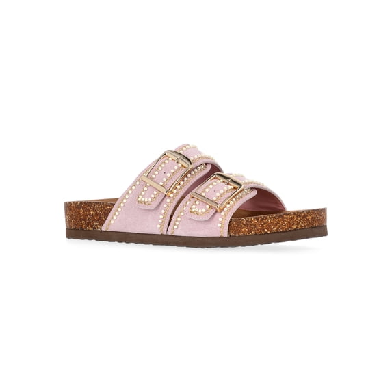Time and Tru Women's Footbed Slide Sandals, Wide Width Available