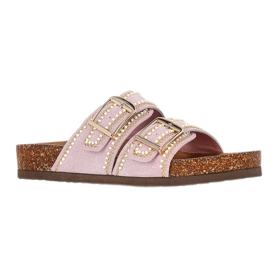 Time and Tru Women's Footbed Slide Sandals, Wide Width Available