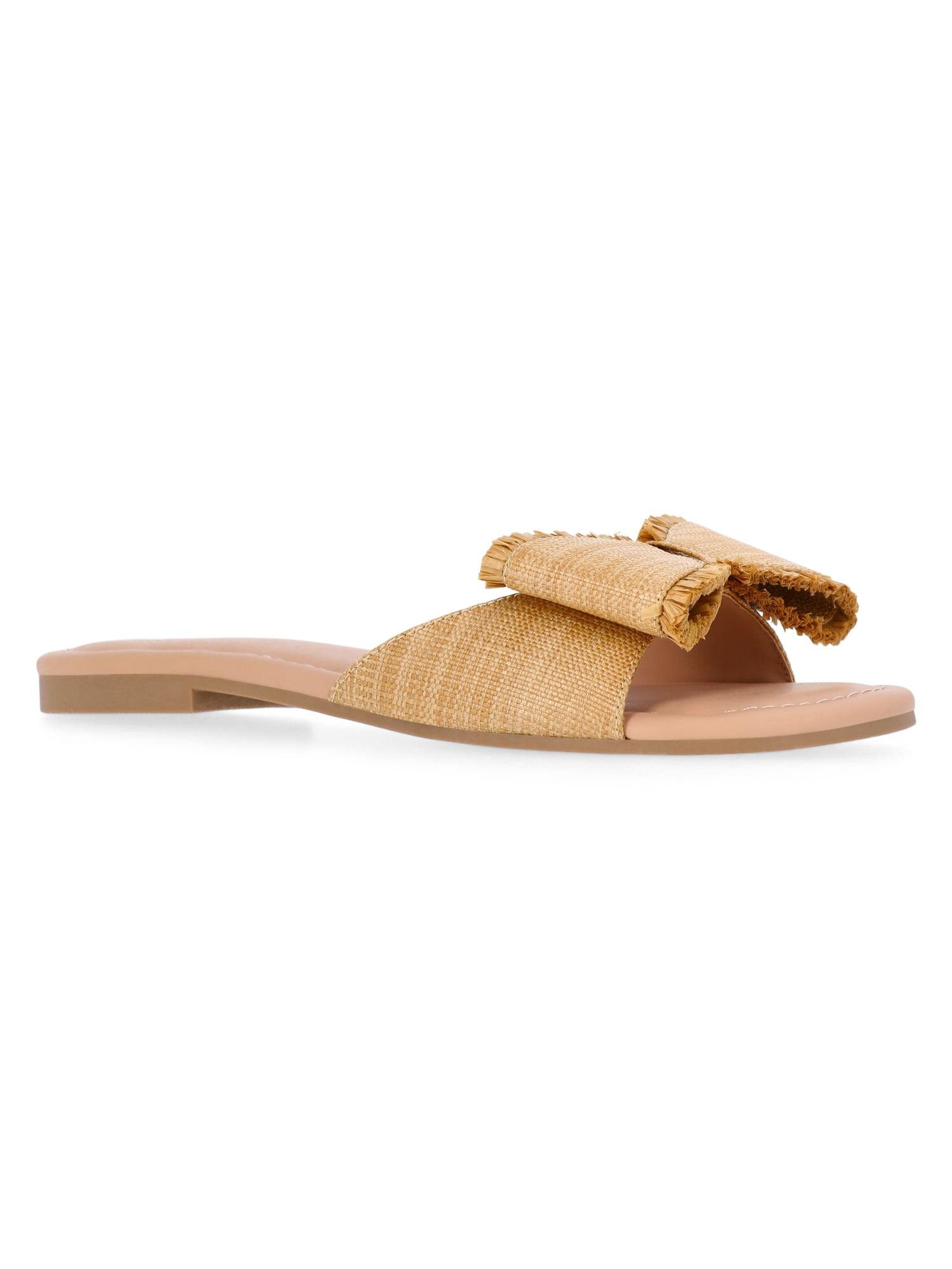 Time and Tru Women's Raffia Bow Slide Sandals