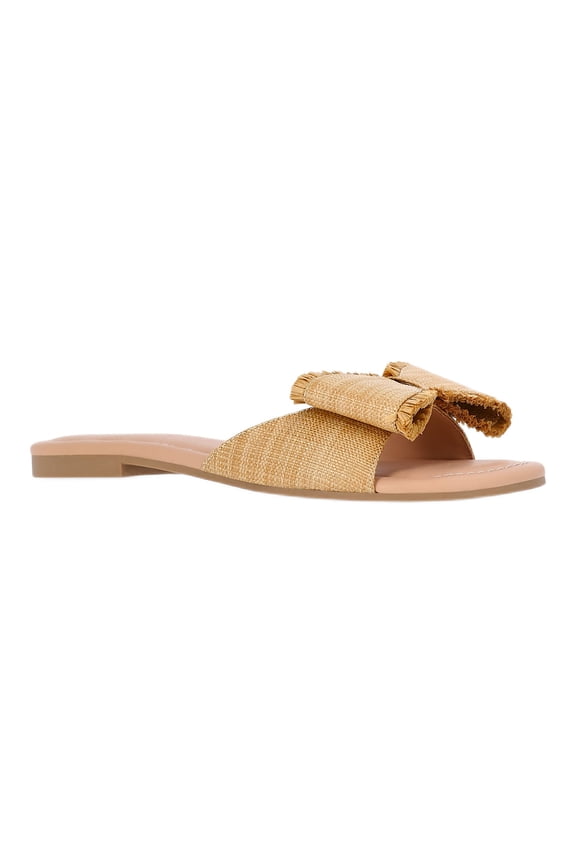 Women's Raffia Bow Slide Sandals