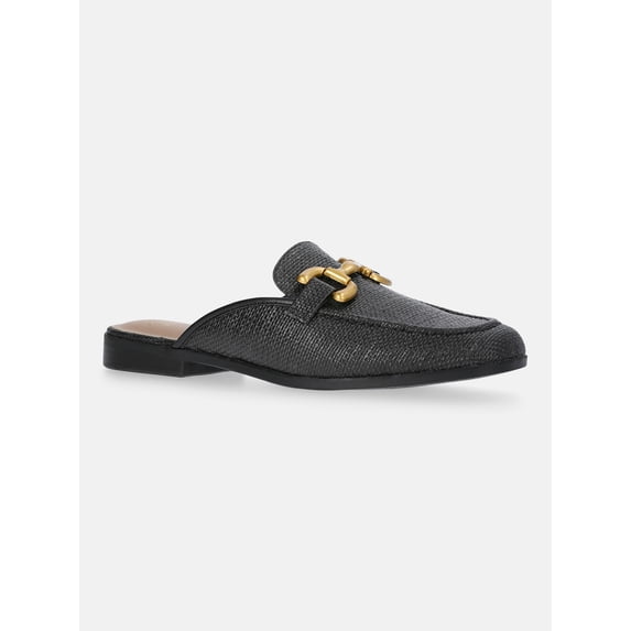 Time and Tru Women's Buckle Loafer Mules