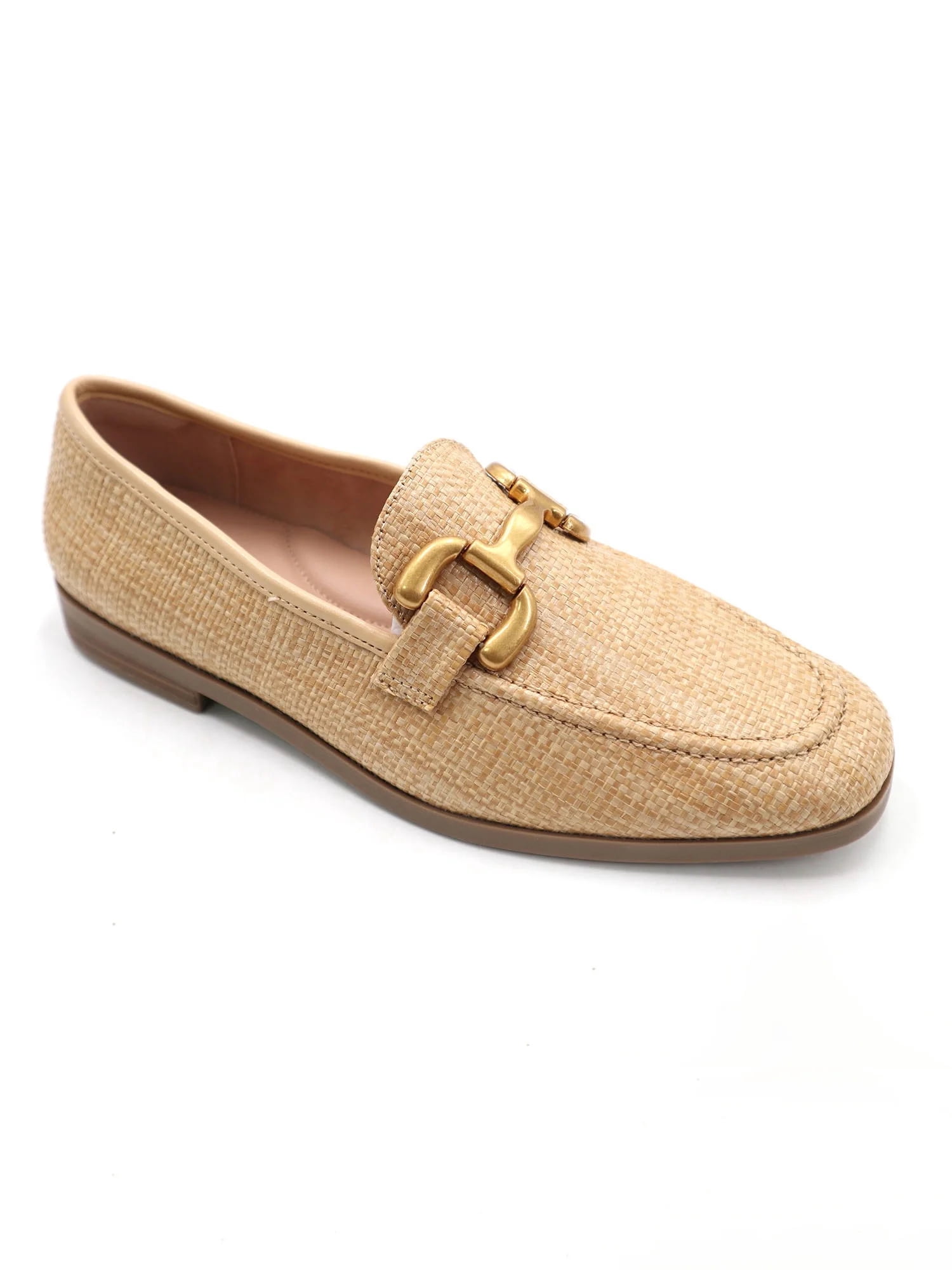Time and Tru Women's Faux Raffia Buckle Loafers