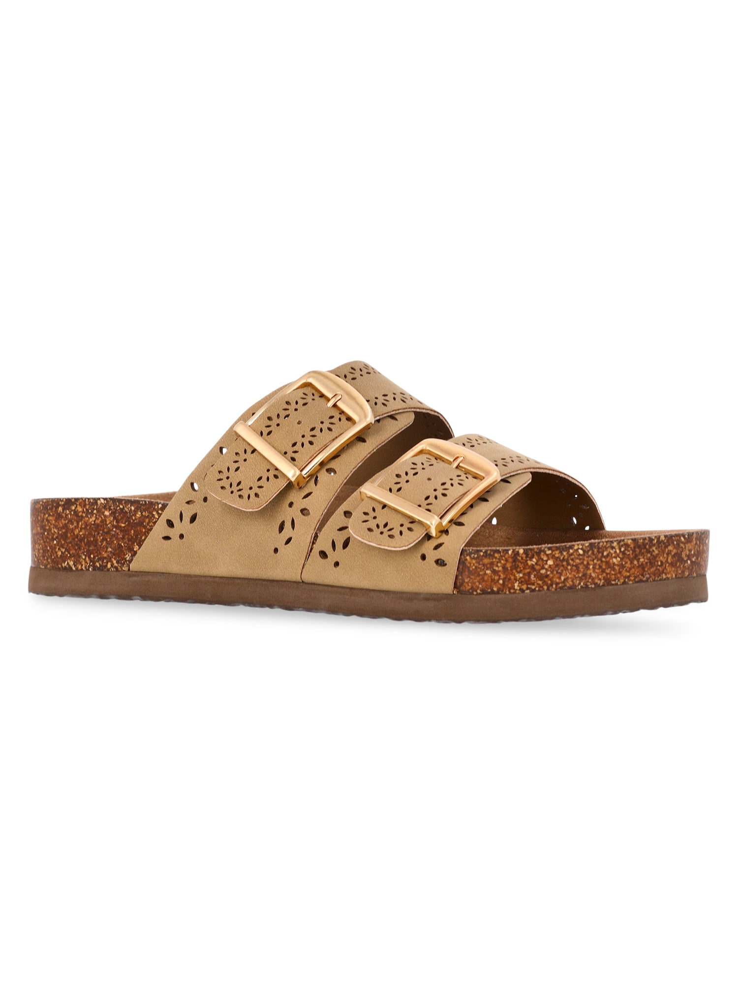 Time and Tru Women's Footbed Slide Sandals, Wide Width Available