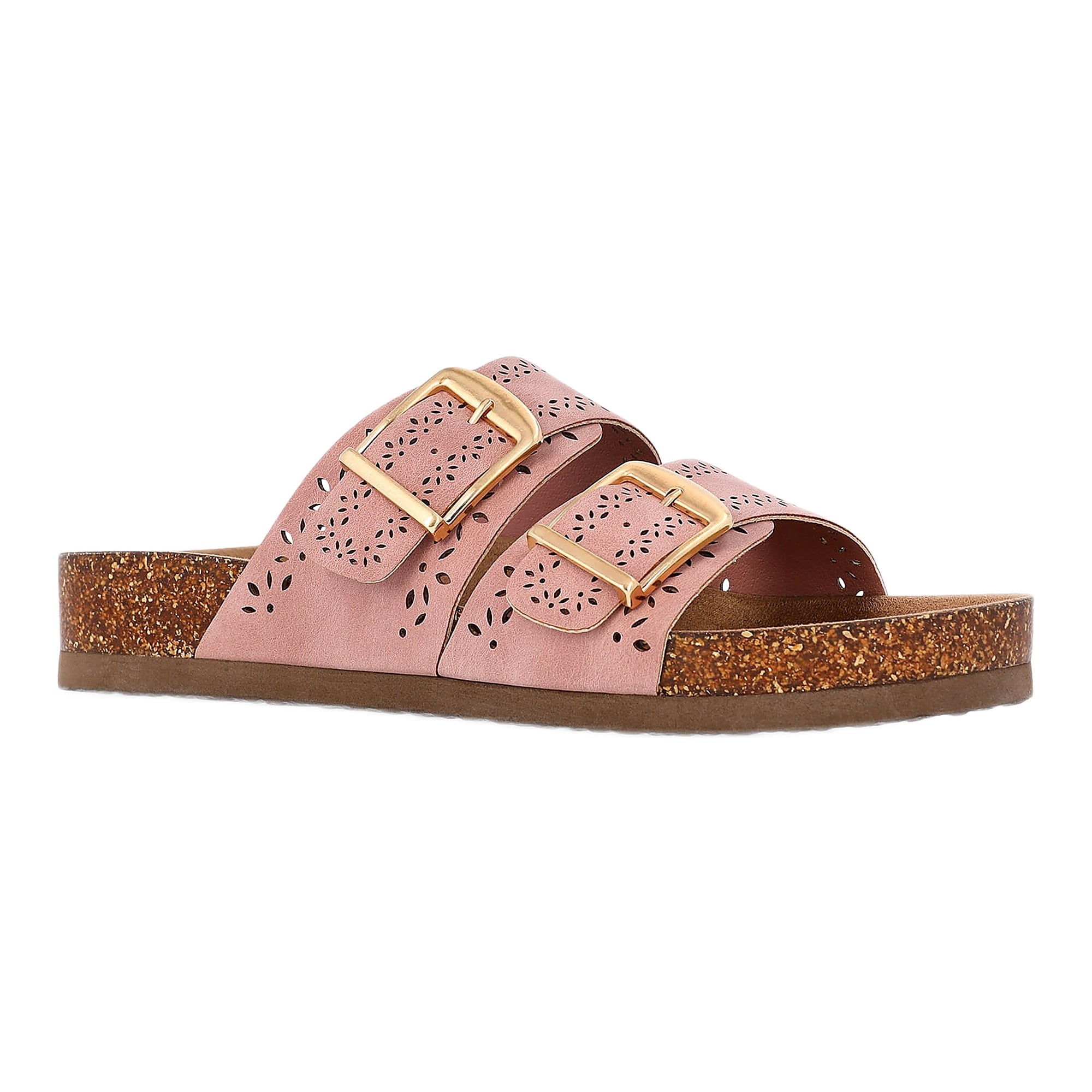 Time and Tru Women's Footbed Slide Sandals, Wide Width Available