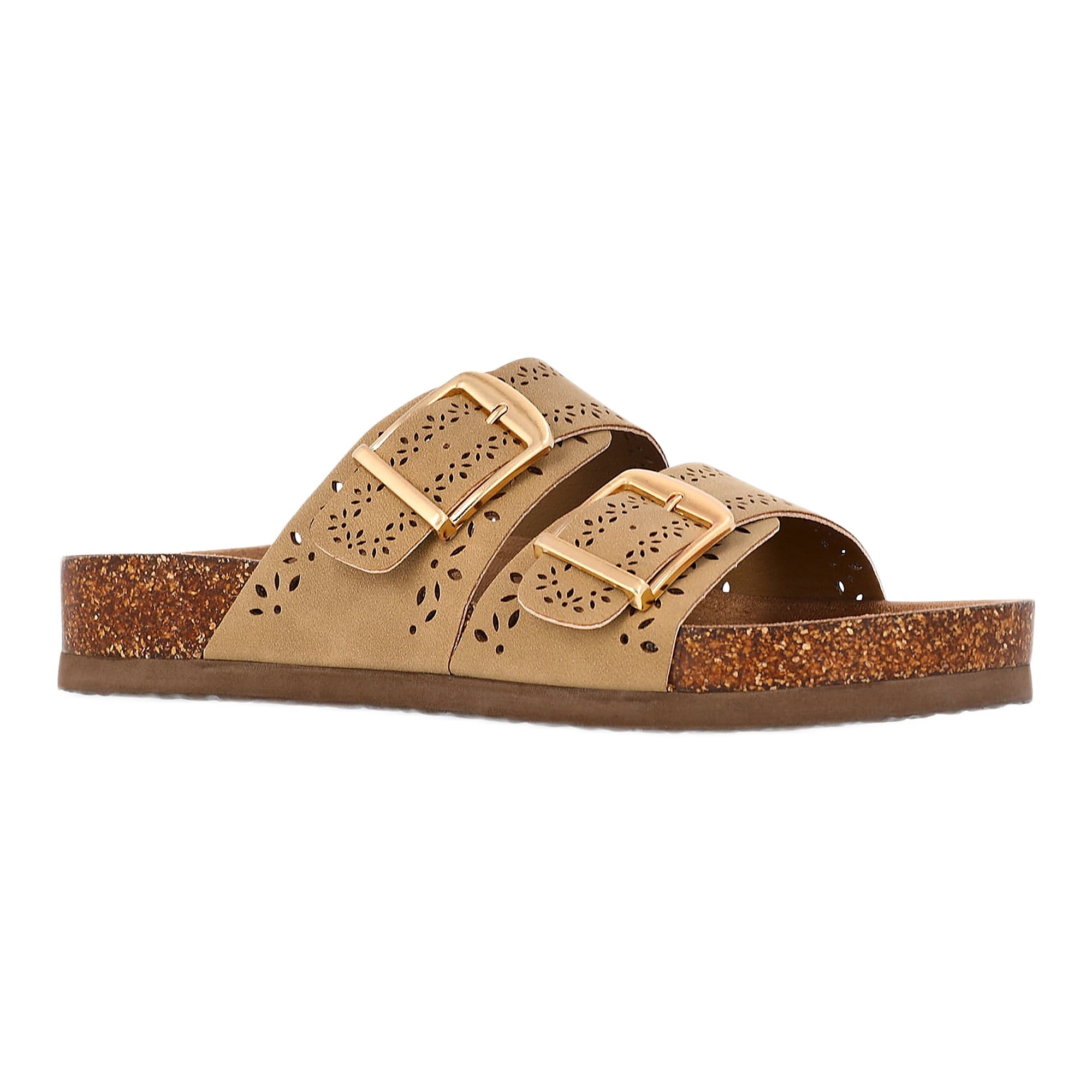 Time and Tru Women's Footbed Slide Sandals, Wide Width Available