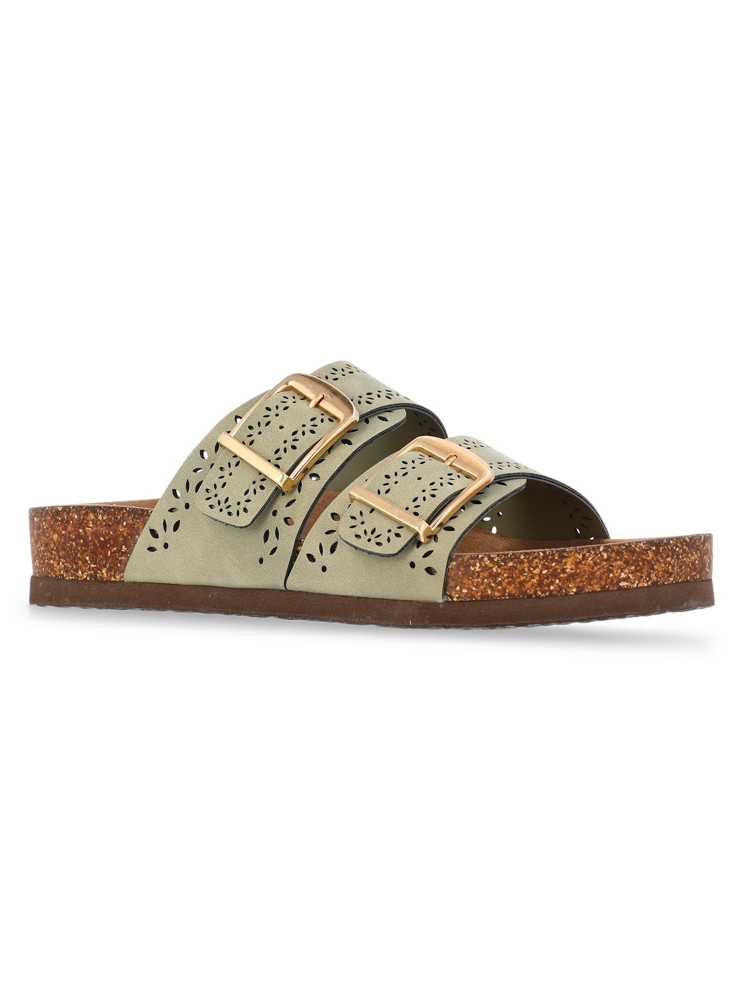 Time and Tru Women's Footbed Slide Sandals (Wide Width Available)