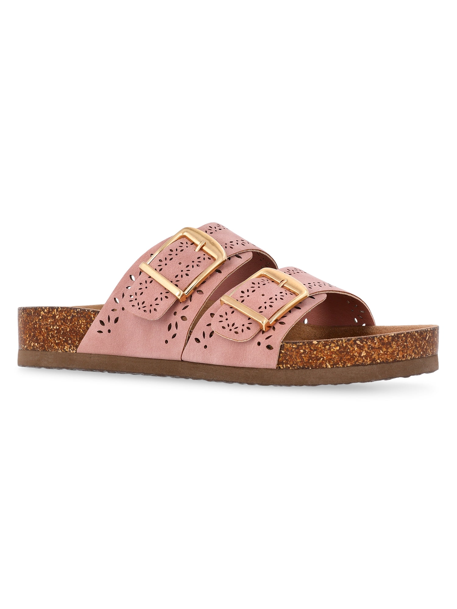 Time and Tru Women's Footbed Slide Sandals, Wide Width Available