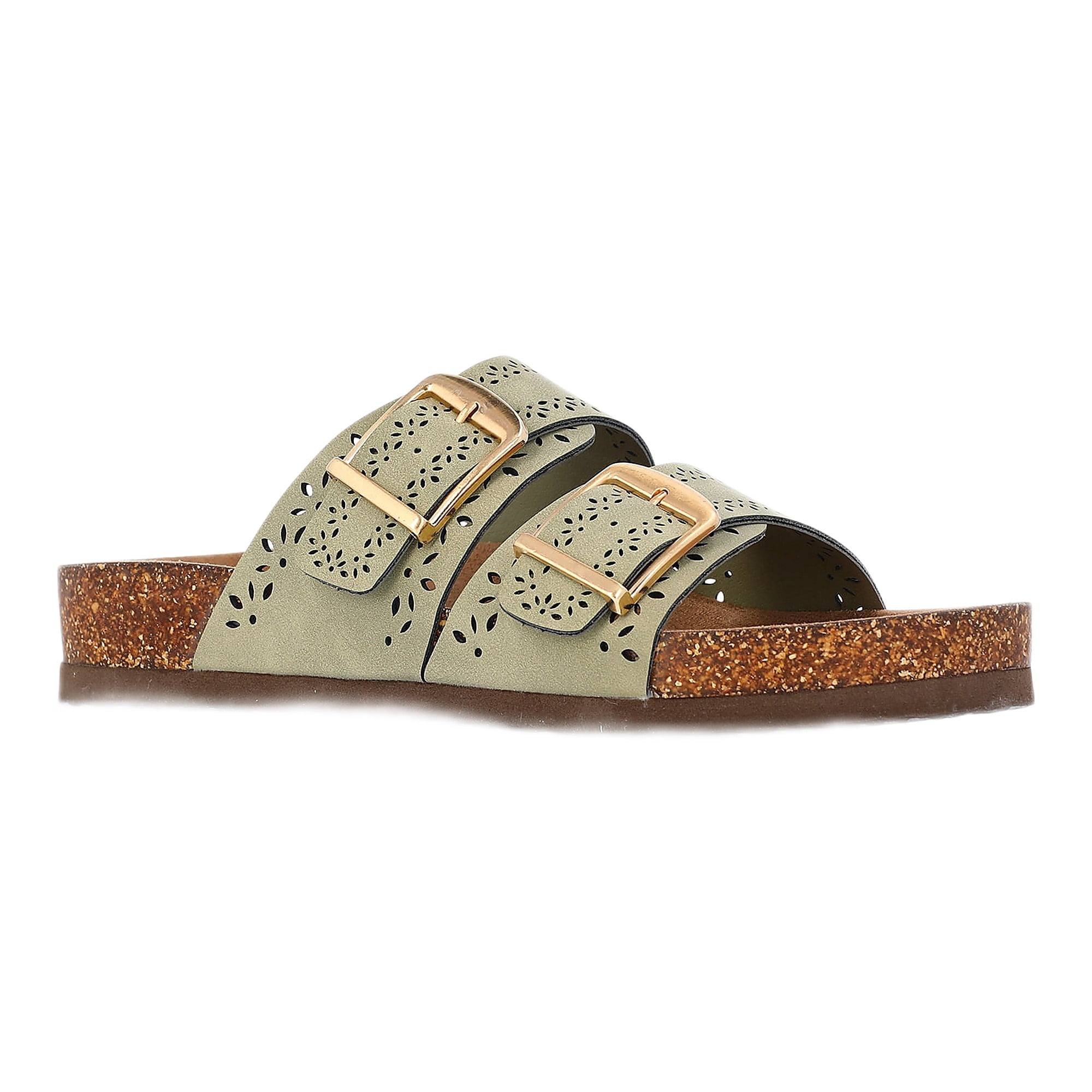 Time and Tru Women's Footbed Slide Sandals (Wide Width Available)