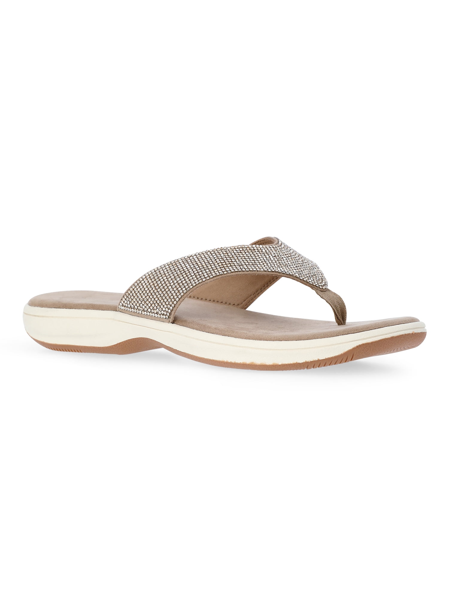 Time and Tru Women's Comfort Glitter Flip Flop Sandals