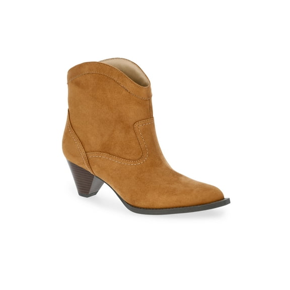 Time and True Women's Faux Suede Cone Heel Booties