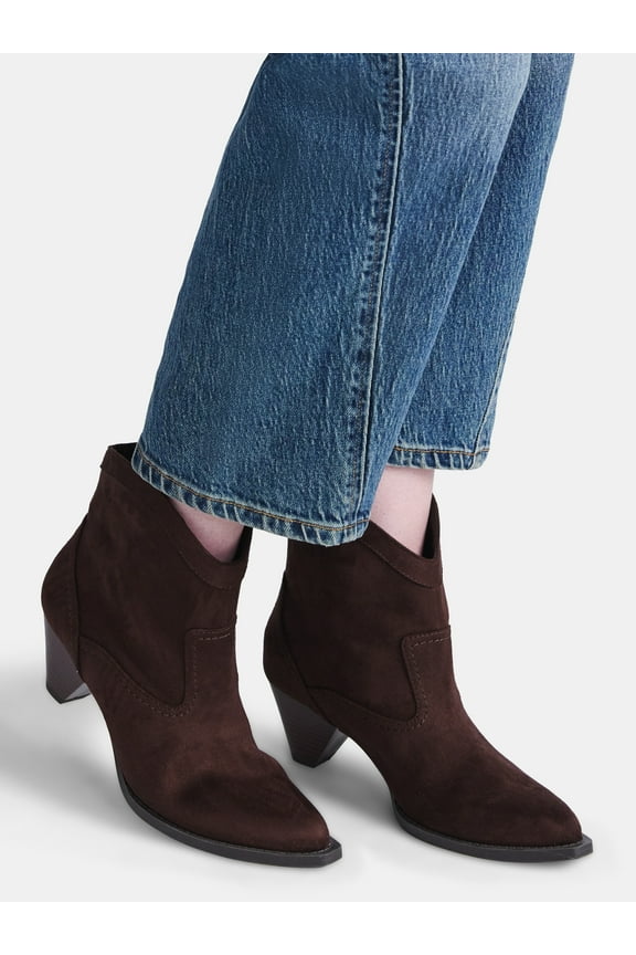 e Women's Faux Suede Cone Heel Booties