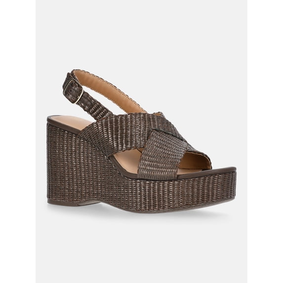 Time and Tru Women's Crossband Wedge Sandals