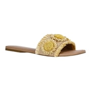 Women's Faux Raffia Daisy Slide Sandals