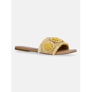Women's Faux Raffia Daisy Slide Sandals