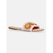 Women's Faux Raffia Daisy Slide Sandals