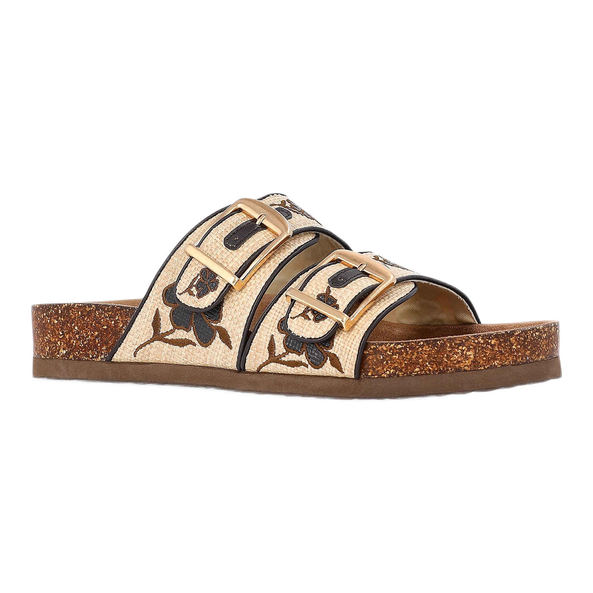 Time and Tru Women's Footbed Slide Sandals (Wide Width Available)