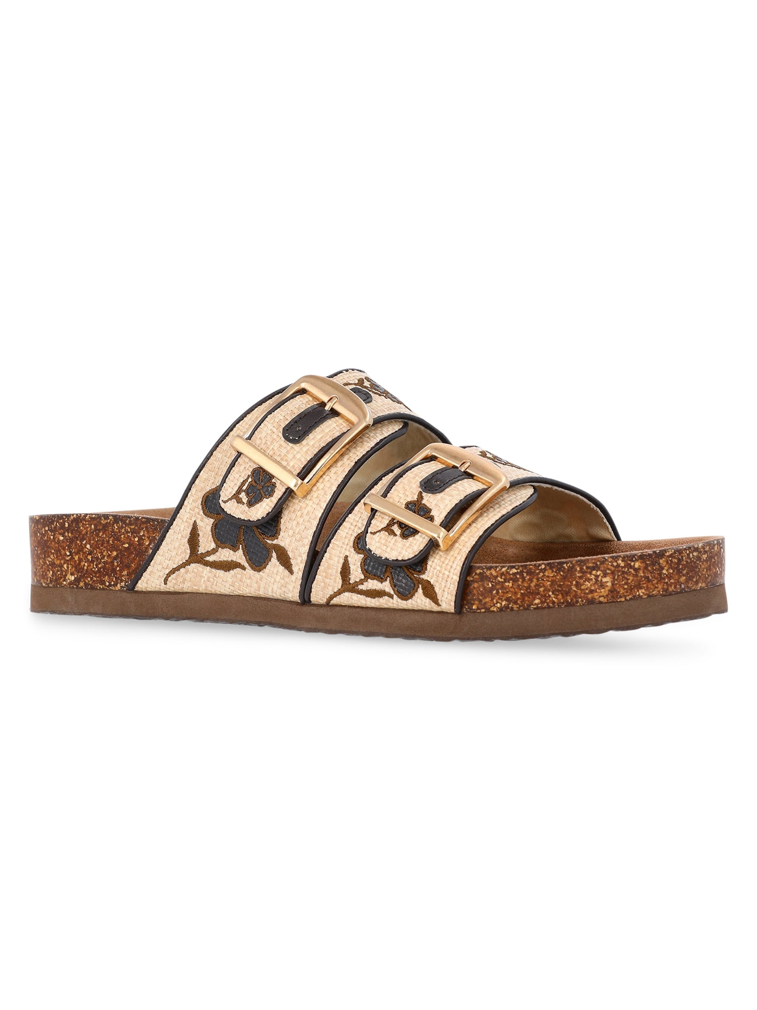 Time and Tru Women's Footbed Slide Sandals (Wide Width Available)