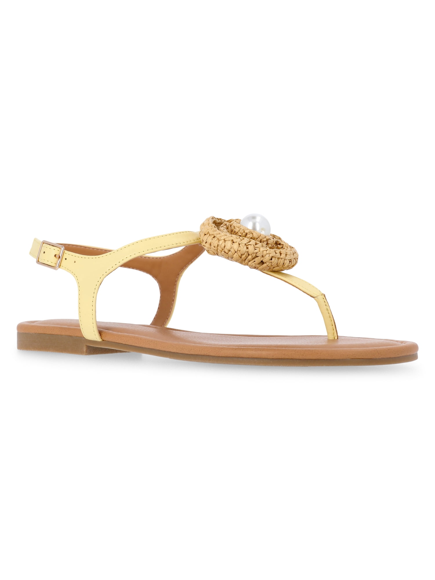 Time and Tru Women's Crochet Flower Thong Sandals