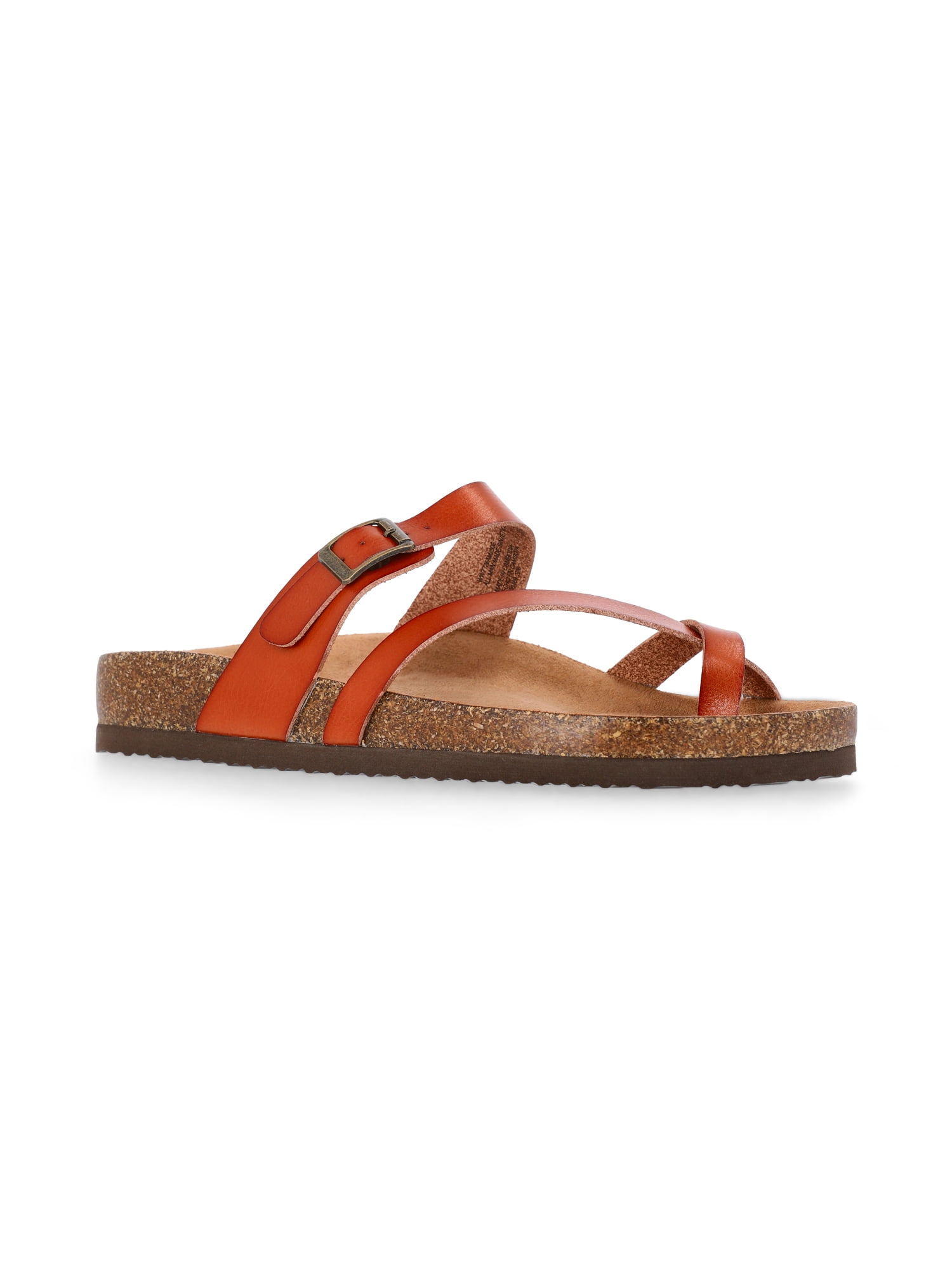 Time and Tru Women's Asymmetric Strap Footbed Sandals, Wide Width Available