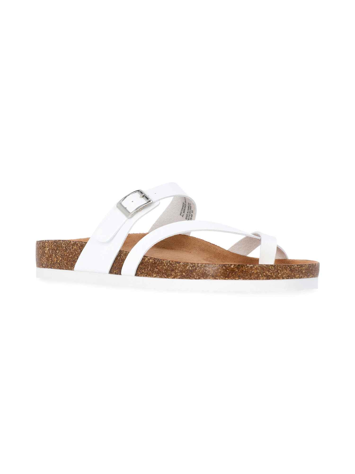 Time and Tru Women's Asymmetric Strap Footbed Sandals, Wide Width Available