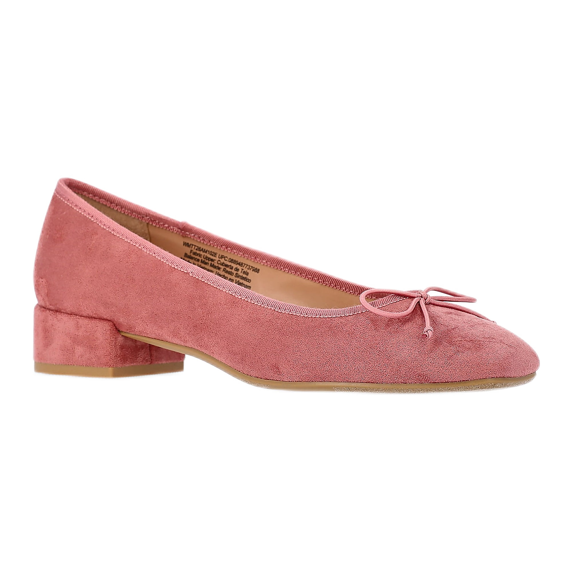Time and Tru Women's String Bow Block Heel Ballet Shoes, Wide Width Available